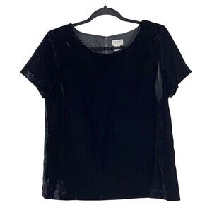 J. Crew Factory Womens Size XS Black Velvet T-shirt Top Blouse Style K3491